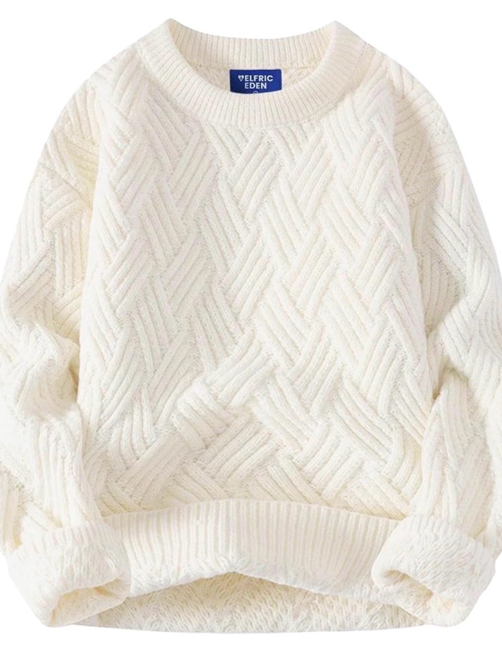 Aelfric Eden Cream Textured Crewneck Sweater